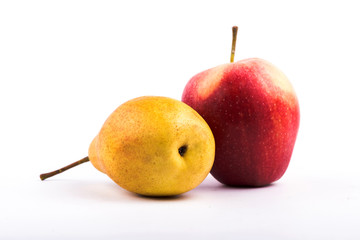  apple and pear. fruit on white background. sweet fruit