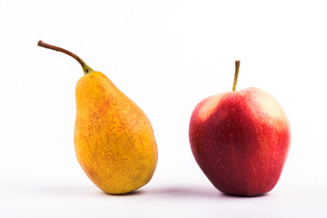  apple and pear. fruit on white background. sweet fruit