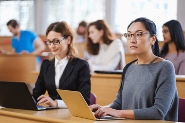 Multinational group of students in an auditorium