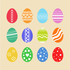 Vector set of easter eggs. Isolated abstract graphics for icon.