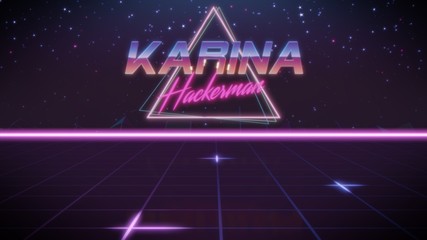 first name Karina in synthwave style