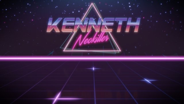 first name Kenneth in synthwave style