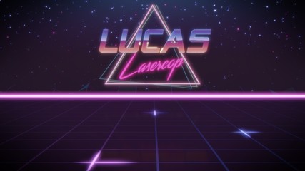 first name Lucas in synthwave style