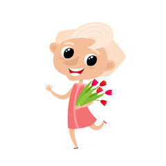 Vector cartoon illustration of african grandfather isolated on white.