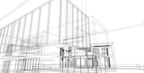 Abstract architectral drawing sketch,Illustration