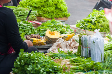 Fresh Vegetables for sale on market in  Asia at Thailand,vegetable market