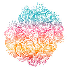 Fototapeta na wymiar Colorful background with ornate paisley pattern. Vector illustration of beautiful ornate floral decor.