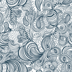Colorful background with ornate repeating paisley pattern. Beautiful ornate floral seamless pattern vector template.