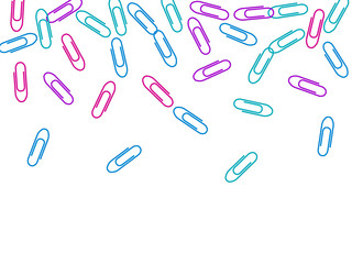 Stationary paperclips isolated on white background