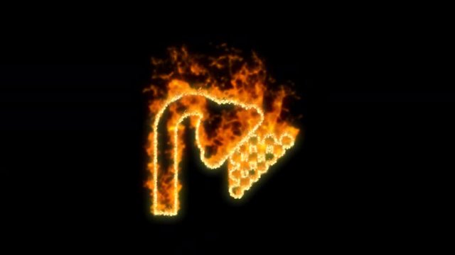 shower symbol inflames. Then disappears. In - Out loop. Alpha channel Premultiplied - Matted with color black