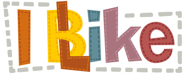 I like bike banner. A retro style illustration with the phrase I like the bike. The letters l and b are interlinked.