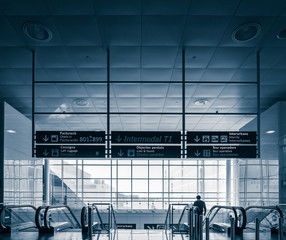 Airport interior Escalator Information Signage Travel Transportation