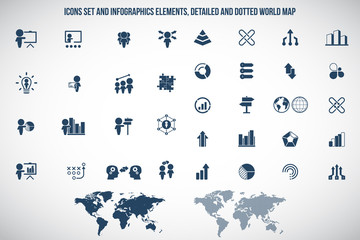 Universal business management, training and human resources icon set. Universal icons for web and mobile. Vector.	