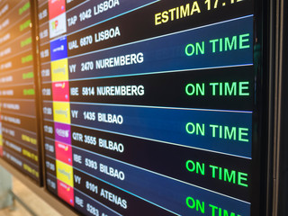 Flight Information Timetable board Airline flight boarding on time