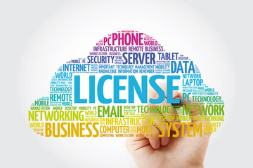 LICENSE word cloud collage with marker, business concept background