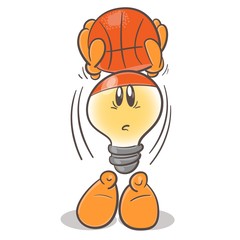 Basketball player. Emotional character cartoon lightbulb. On white background. Vector