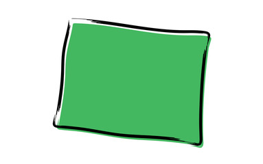 Stylized green sketch map of  Wyoming