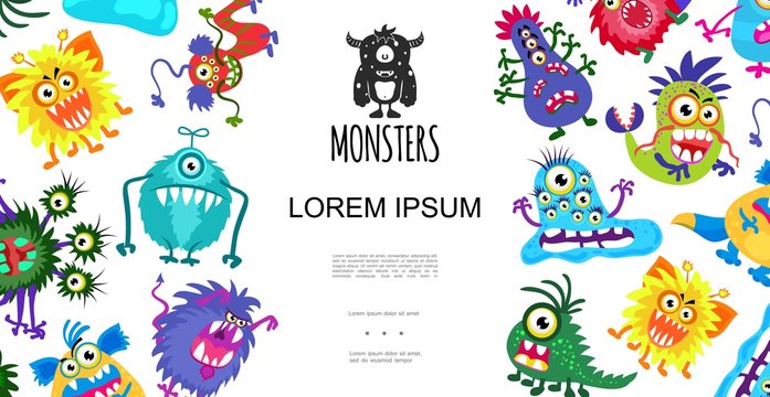 Funny Cute Colorful Monsters Concept