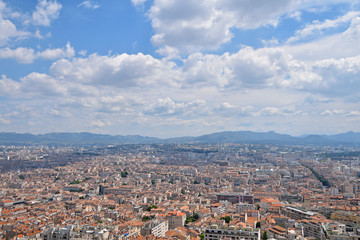 Panoramic city view of Marseille, France