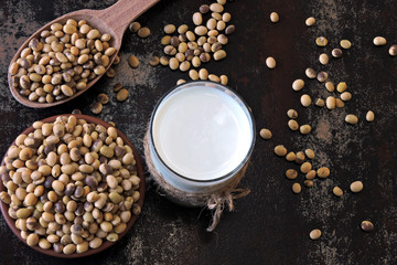 Keto drinks. Soy milk. Vegetable milk concept. Vegan drinks.