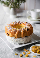 Easter bread with raisins. Russian kulich paska, polish babka sweteczna.