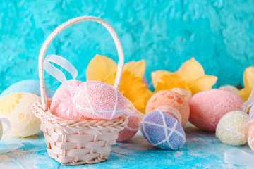 Easter decoration eggs Happy Easter.