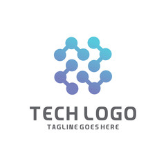 Modern Logo Technology for Business, Creative Technology Symbols for Companies, Logotypes of Digital Concepts and Circles, Connections and Networks Icons, Energy and Molecule Vector, Tech Logo Design.