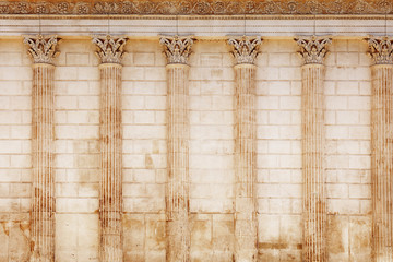 Background of antique Roman temple wall