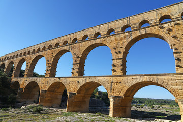 Pont du Gard, an ancient Roman aqueduct in France