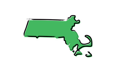 Stylized green sketch map of Massachusetts