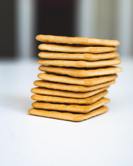 stack of biscuits on white background