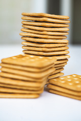 stack of biscuits on white background