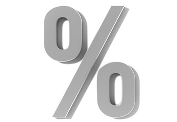 percentage icon percent sign 3d silver symbol isolated on white background