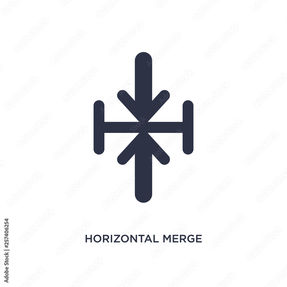 Aufkleber horizontal merge icon on white background. simple element illustration from arrows concept.
