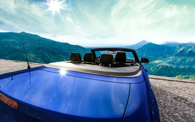 Summer road with mountains landscape. Free space for your decoration. 