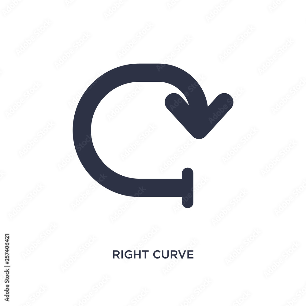Poster right curve icon on white background. simple element illustration from arrows concept.