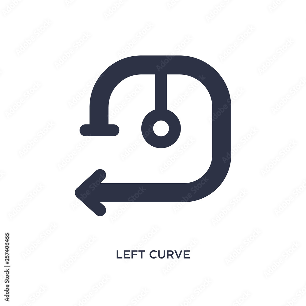 Poster left curve icon on white background. simple element illustration from arrows concept.