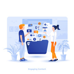 Flat color Modern Illustration design - Engaging Content