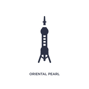 oriental pearl tower icon on white background. Simple element illustration from asian concept.