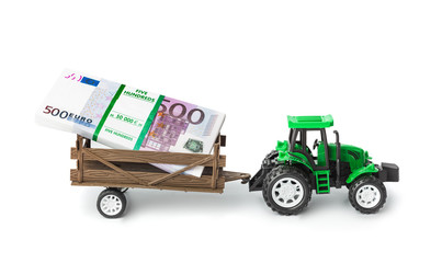 Toy tractor with money