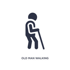 old man walking icon on white background. Simple element illustration from behavior concept.