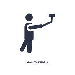 man taking a selfie icon on white background. Simple element illustration from behavior concept.