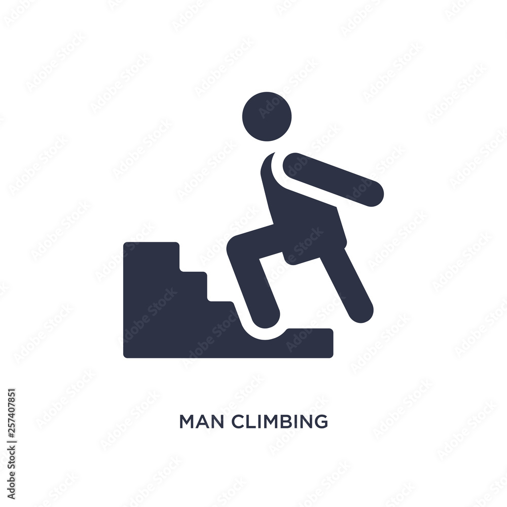 Poster man climbing icon on white background. simple element illustration from behavior concept.