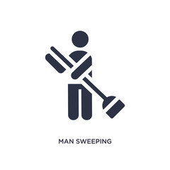 man sweeping icon on white background. Simple element illustration from behavior concept.