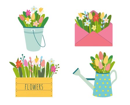 Vector set of cute gardening tools