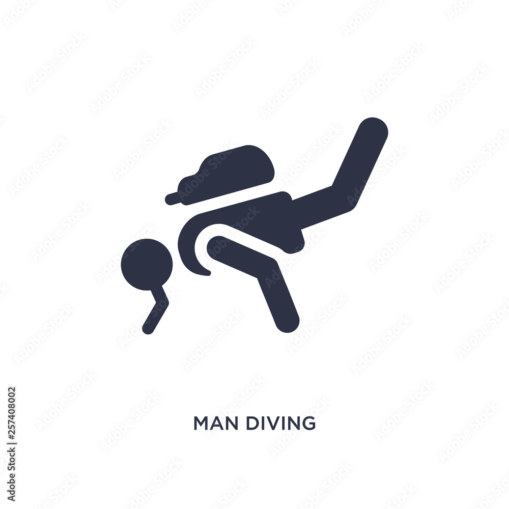 Poster man diving icon on white background. simple element illustration from behavior concept.