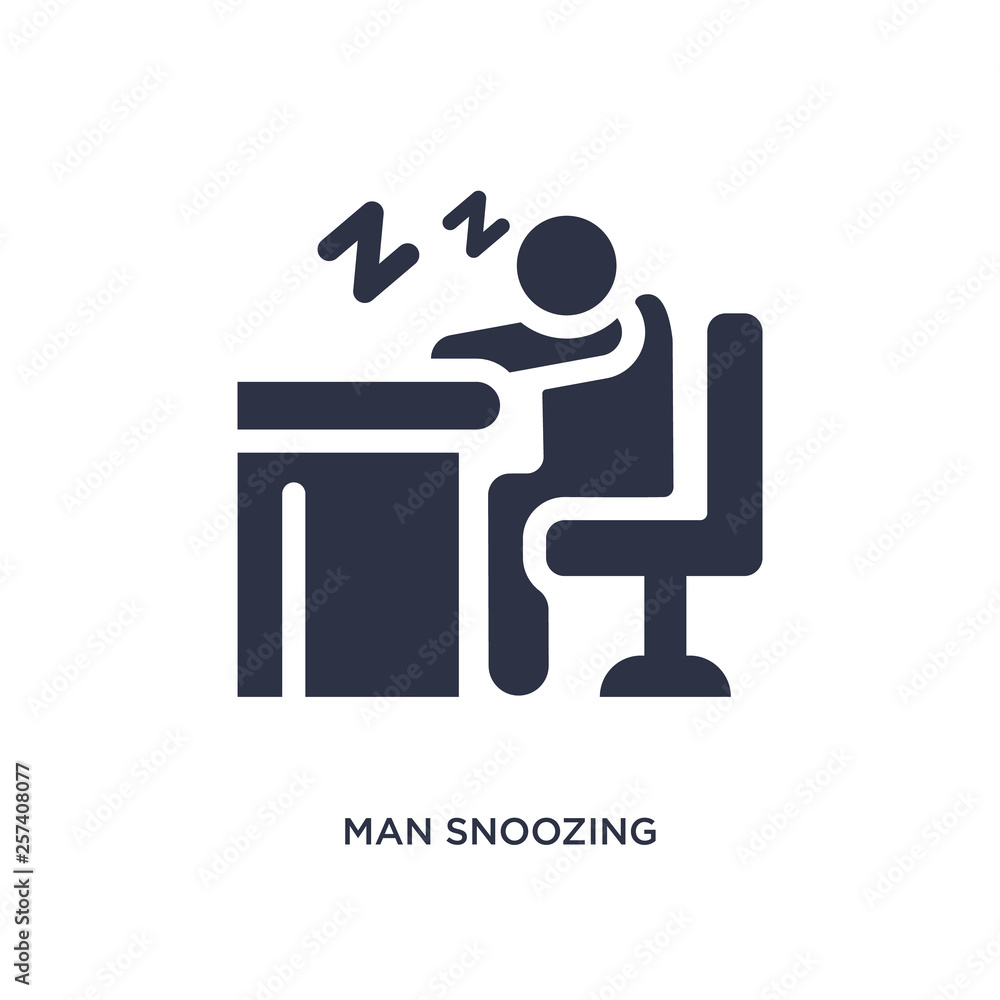 Aufkleber man snoozing icon on white background. simple element illustration from behavior concept.