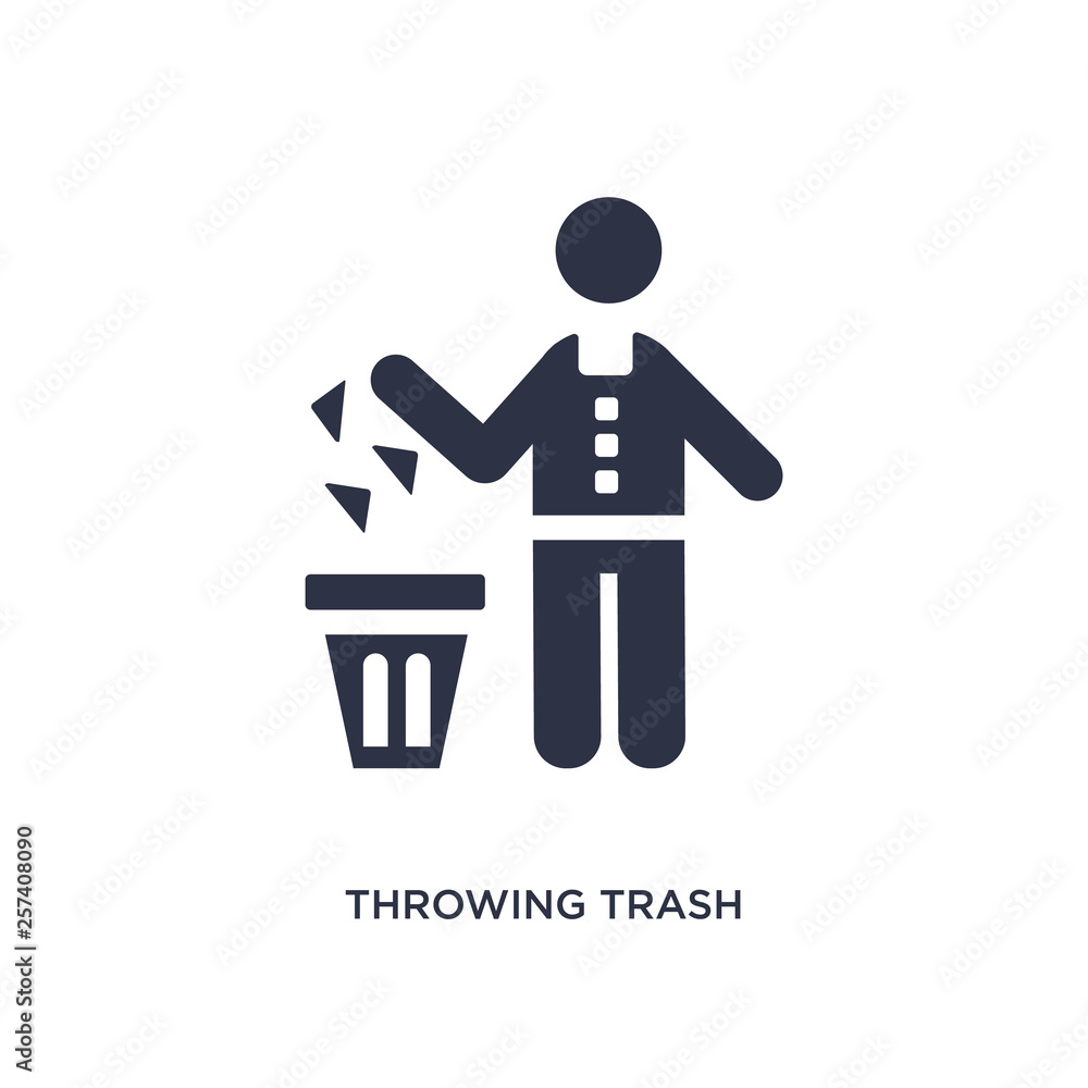 Poster throwing trash icon on white background. simple element illustration from behavior concept.