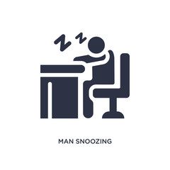 man snoozing icon on white background. Simple element illustration from behavior concept.