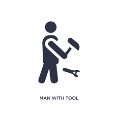man with tool icon on white background. Simple element illustration from behavior concept.